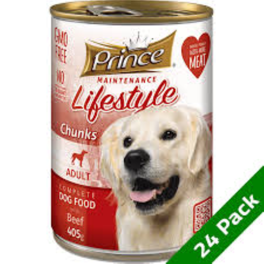PRINCE DOG F/CHUNKS BEEF 405G